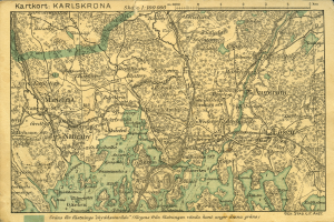 Alte detaillierte Karte von Karlsruhe, Deutschland, mit Straßen, Gebäuden und Sehenswürdigkeiten, mit Text oben und unten.