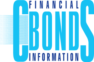 Das Finanzielle-Bonds-Information-Logo zeigt weißen, fetten, serifenlosen Text auf einem hellblauen Hintergrund.