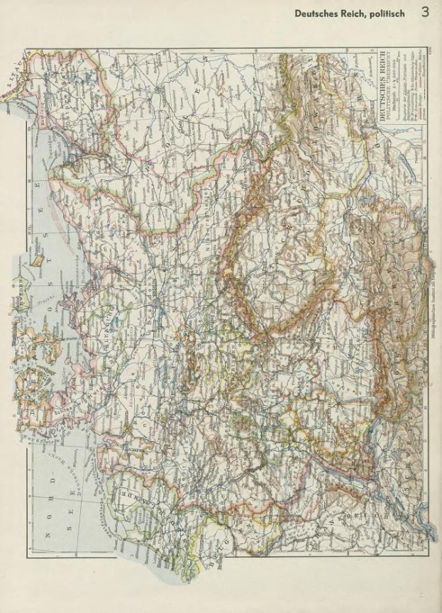 Eine Karte von Deutschland aus dem 19. Jahrhundert, die politische Teilungen zeigt, mit beschreibendem Text oben und unten.