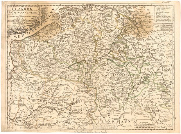 Alte Karte des Königreichs Frankreich und Deutschland mit sichtbaren Grenzen, auf Papier gedruckt mit zusätzlichem Text.