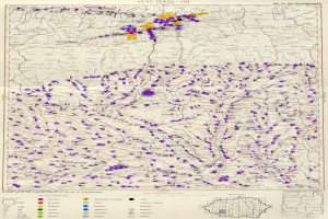 Eine Deutschlandkarte mit farbcodierten Regionen, die die Bevölkerungsdichte von niedrig bis hoch anzeigen.