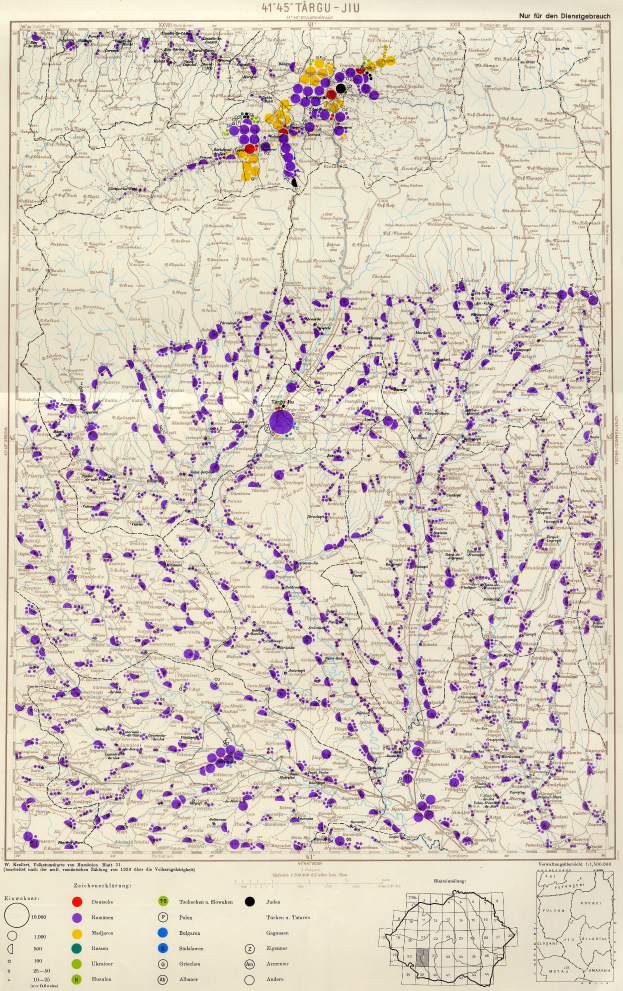 Eine Deutschlandkarte mit farbcodierten Regionen, die die Bevölkerungsdichte von niedrig bis hoch anzeigen.