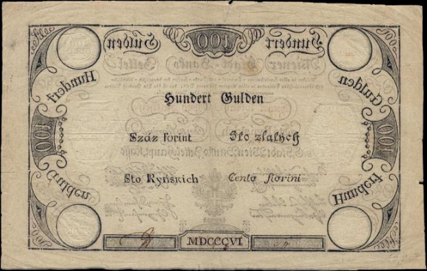 Deutsche 100-Pfennig-Banknote mit Abbildung eines Mannes, schwarzem Hintergrund und Text.