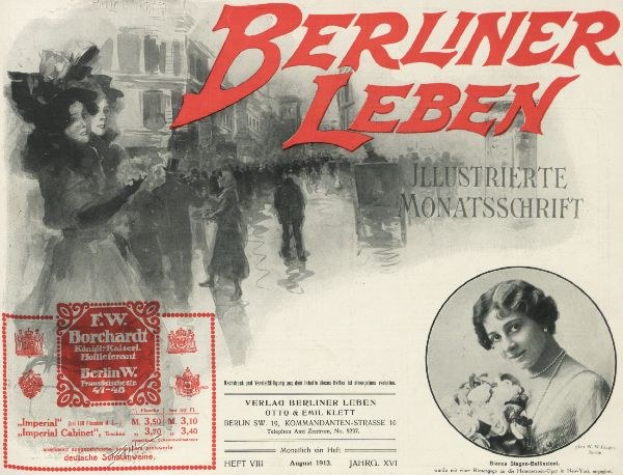 Werbeplakat für den Berliner Leben Film, das eine Gruppe von Menschen vor einem Gebäude zeigt.