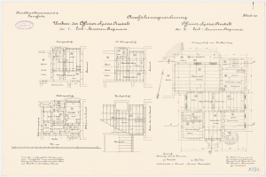 Ein detaillierter Grundrissplan des ehemaligen Bundeskanzleramts mit zahlreichen Text- und Layoutangaben.