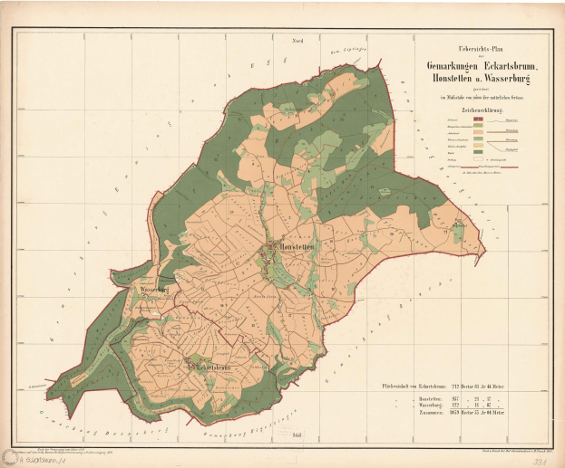 Alte detaillierte Karte von Hamburg, Deutschland, mit beschrifteten Straßen, Gebäuden und Sehenswürdigkeiten, begleitet von beschreibendem Text.