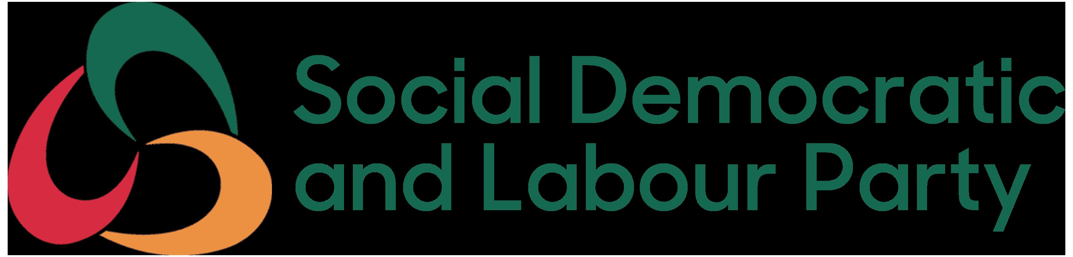 Weißer Hintergrund mit zentralem fetten schwarzen Text 'Sozialdemokratische Partei Deutschlands', umgeben von einem dünnen schwarzen Rand.