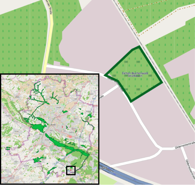 Eine Karte von Stuttgart, Deutschland, geteilt in zwei Teile mit Text oben und unten, zeigt eine klar markierte Standortvorschlag.